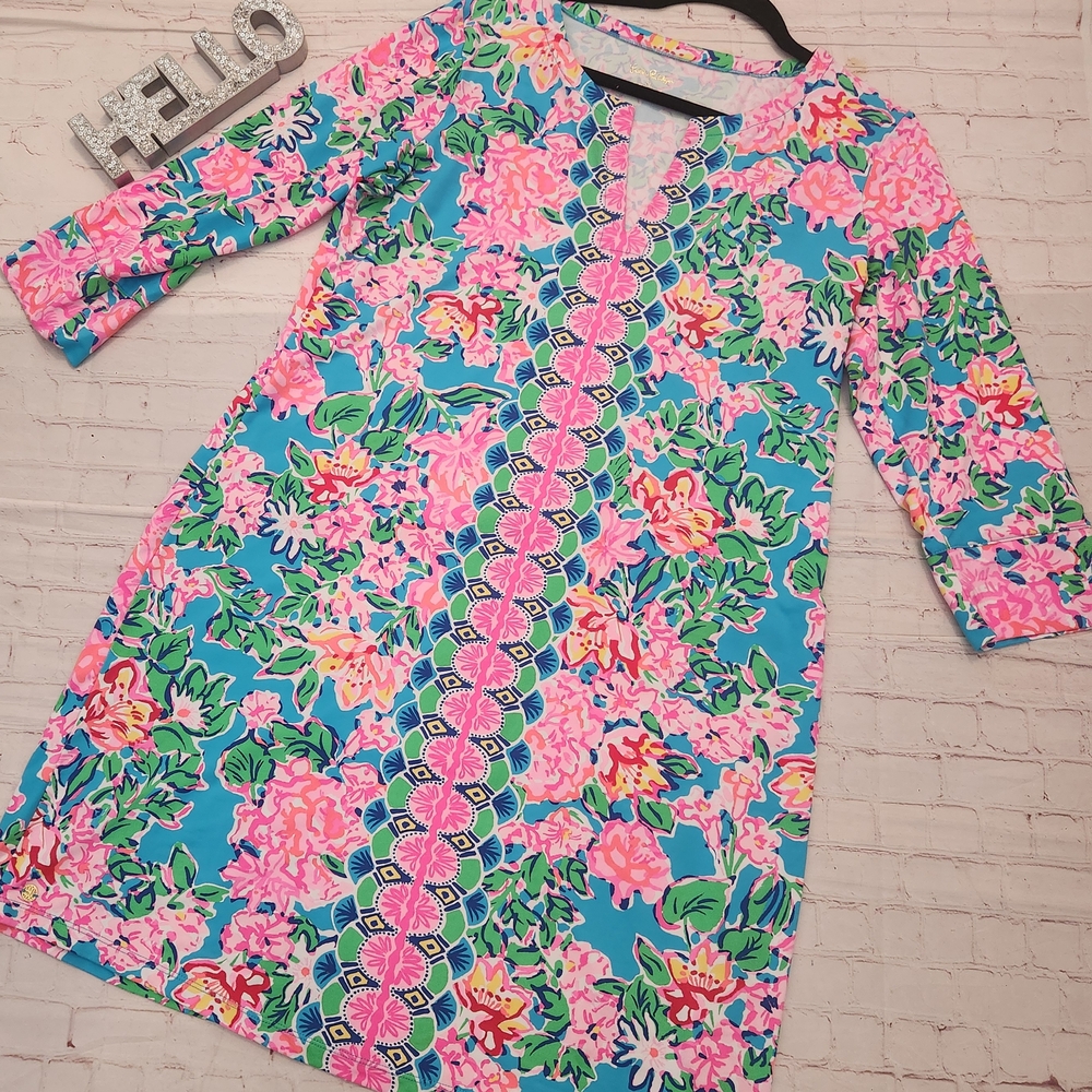 Lilly Pulitzer Floral Midi Dress - Blue and Pink - Picture 2 of 7